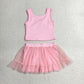 Baby Girls Kids Pink Tops Tulle Skirt Shorts Set Yoga Active Summer Clothes RTS