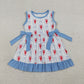 Baby Girls Sleeveless Crawfish Bows Stripes Blue Ruffle Knee Length Dress RTS