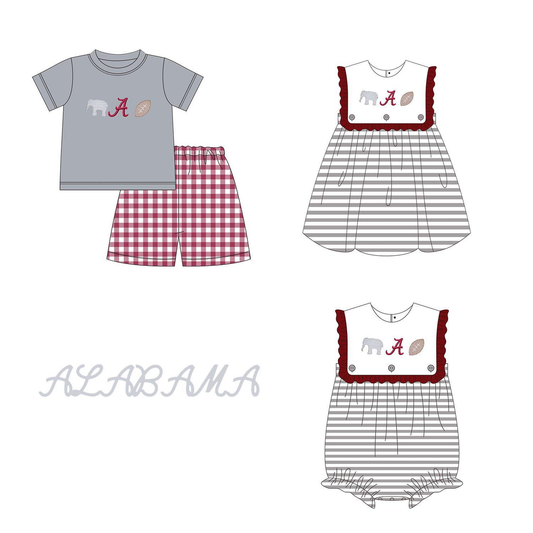 Baby Boy Girl Team Elephant Sibling Romper Dress Clothes Set ( Moq 5 )