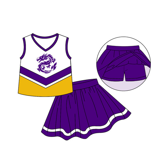 Baby Girl Team Shirt Purple Skirt With Shorts Summer Clothes Set