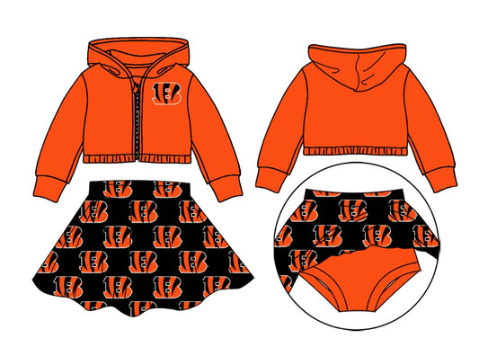 Baby Girl Toddler Zipper Hoodie Team Tops Cowboys Skirt Shorts Set Moq 5