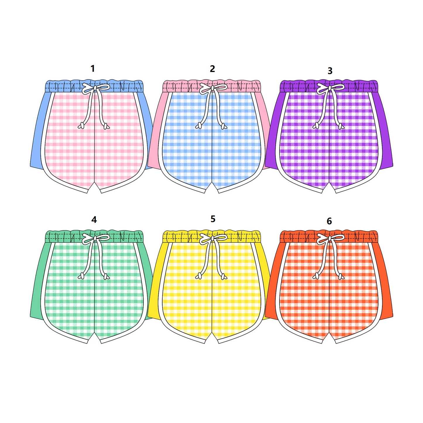 ( Moq 5 Each Style ) Sibling Baby Girls Toddler Plaid Adjustable Shorts Summer Bottoms