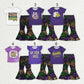 Sibling Baby Girls Short Sleeves Shirts Plaid Sequins Bell Pants Sets Mardi Gras Clothes RTS
