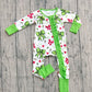 Baby Girl Infant Long Sleeves Red Green Bows Candy Christmas Zipper Romper RTS