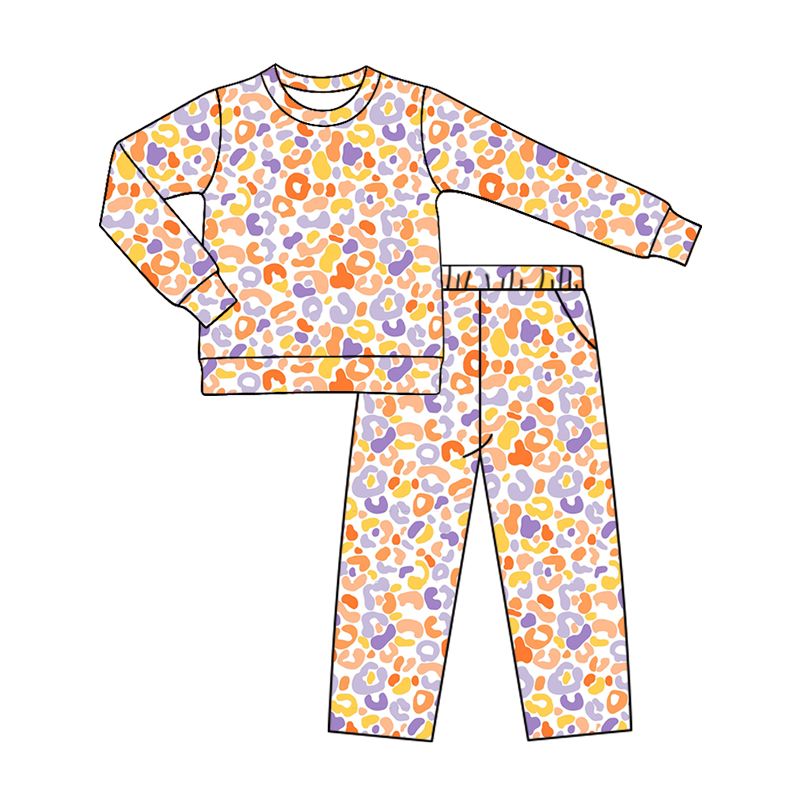 ( Moq 5 ) Preorder Baby Girls Kids Long Sleeves Leopard Shirt Pockets Pants Set Clothes