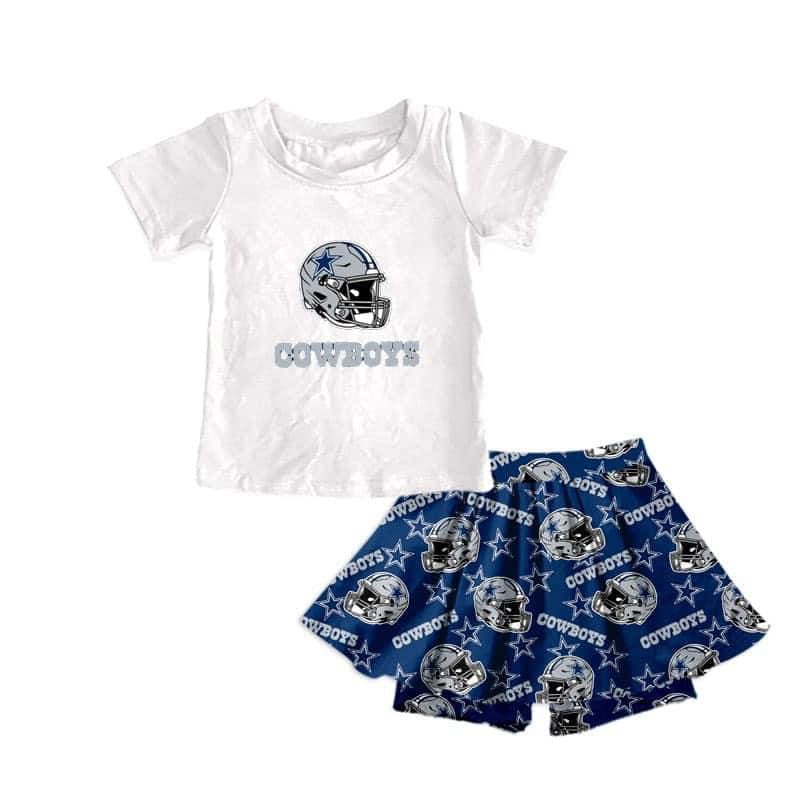 Baby Girl White Shirt Team Skirt With Shorts Clothes Set Moq 5