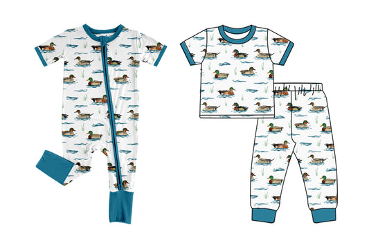 ( Moq 5 Each Style ) Sibling Baby Boys Kids Short Sleeves Ducks Romper Set Clothes