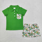 Baby Boy Green Short Sleeves St Patrick Day Pocket Shirt Rainbow Shorts Clothes Set