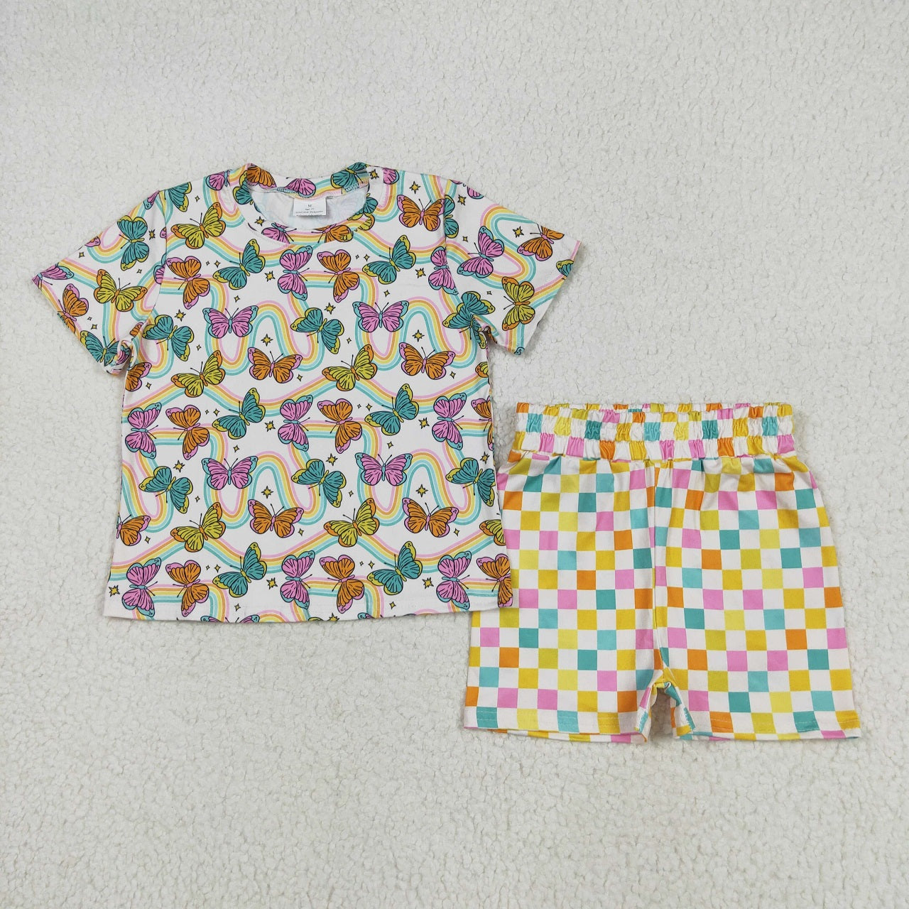 Baby Boy Girl Short Sleeves Flower Bows Stripes Smile Shirt Shorts Sibling Summer Set RTS