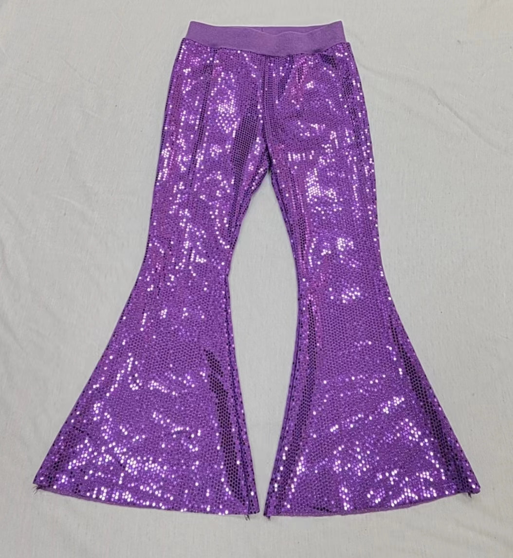 Pre-order Baby Girls Sequin Purple Bell Bottom Pants