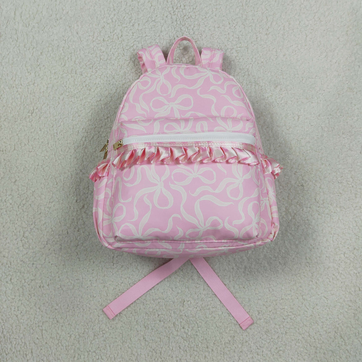 Baby Girls Kids Pink Bows Ruffle Zipper Backpack Bag RTS