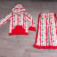 Baby Girls Kids Christmas Bows Stripes Hoodie Pocket Hoodie Ruffle Pants Set Clothes RTS