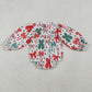 Baby Girls Long Sleeves Red Green Bows Embroidery Christmas Bubble Romper RTS