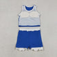 Sibling Baby Girls Kids Sleeveless Shirts Scallop Skirts Shorts Yoga Active Sets Clothes RTS