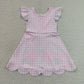 Baby Girls Kids Short Sleeves Pink Plaid Yoga Active Knee Length Dress RTS