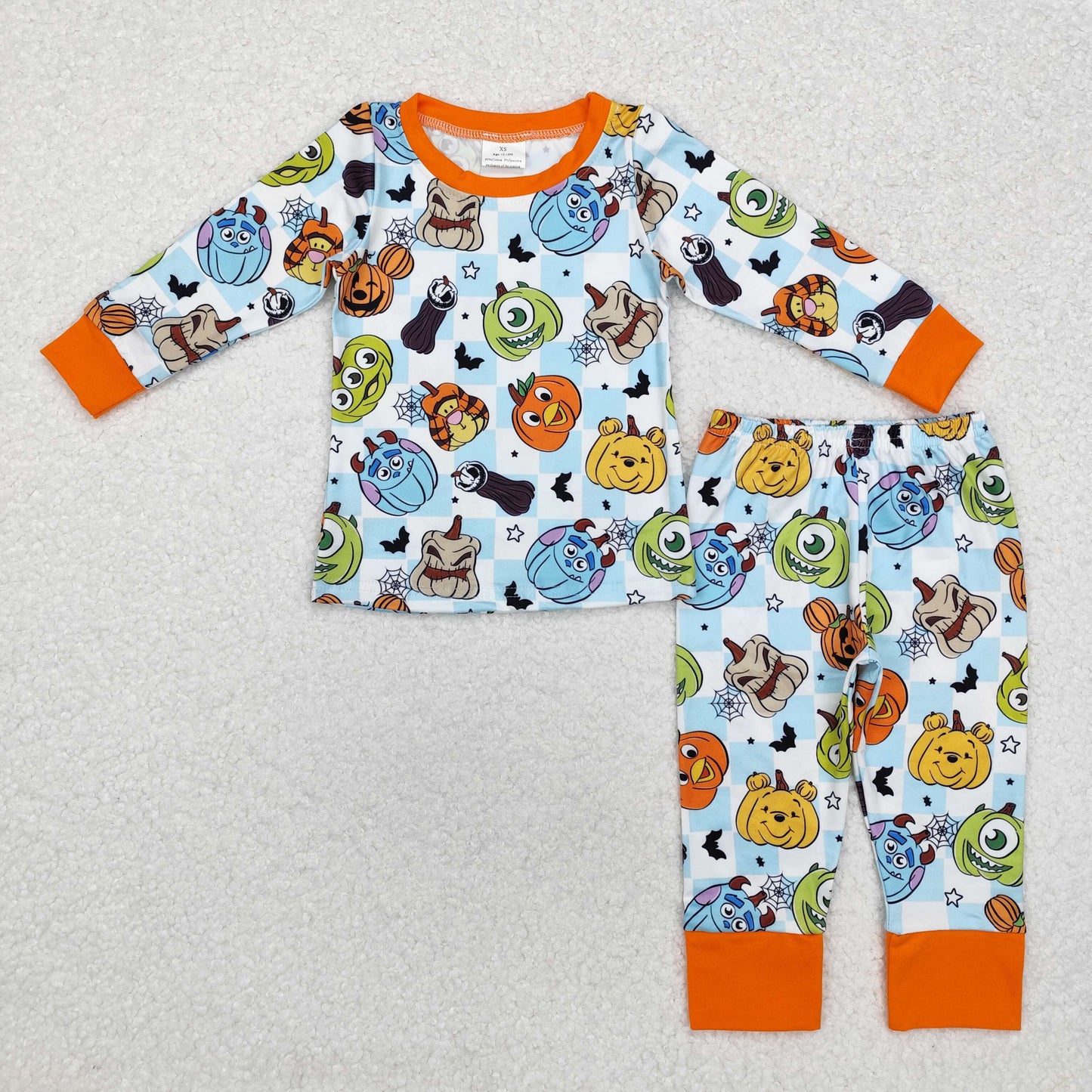 Baby Girl Long Sleeves Cartoon Pumpkin Halloween Shirt Pants Pajamas Set