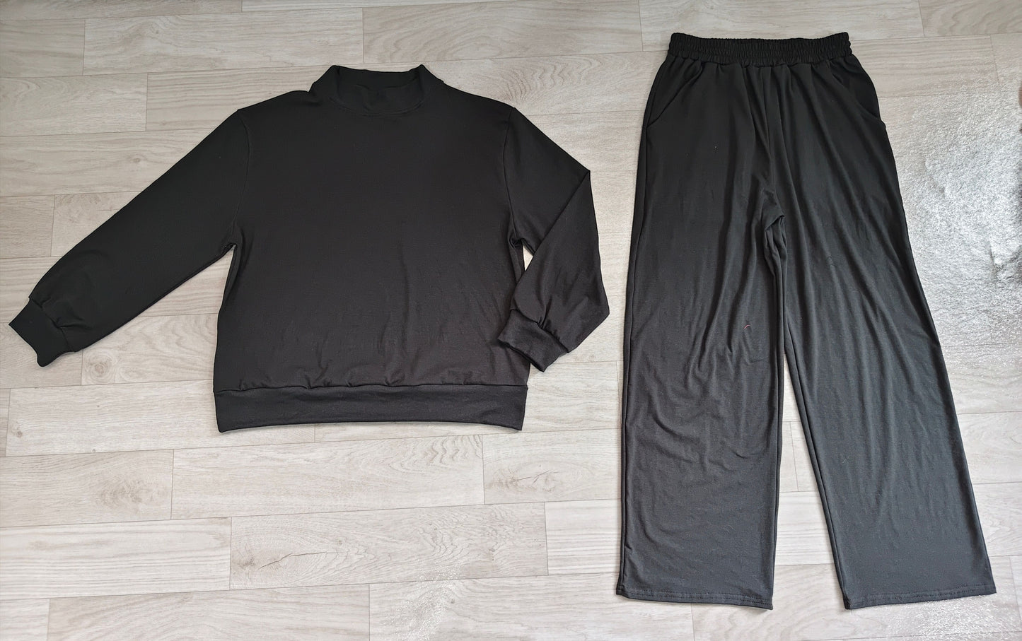 ( No moq ) Preorder Adult Women Long Sleeves Black Shirt Pockets Pants Cotton Set Clothes