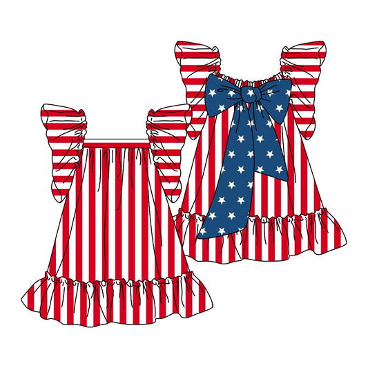 Moq 3 Pre-order GSD0675 Baby Girl July 4th Stars Stripes Dress