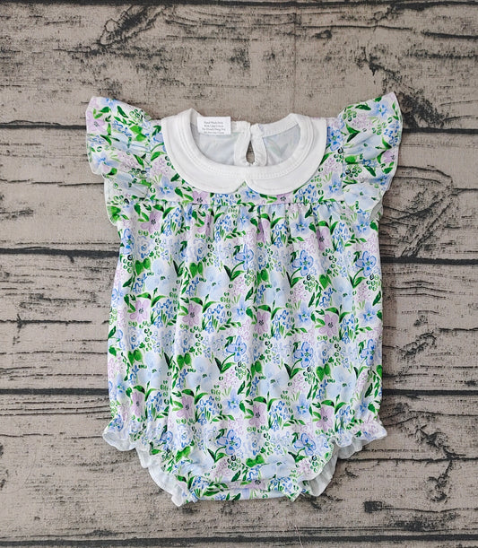 No Moq Pre-order Baby Girl Short Sleeves Floral One Piece Romper