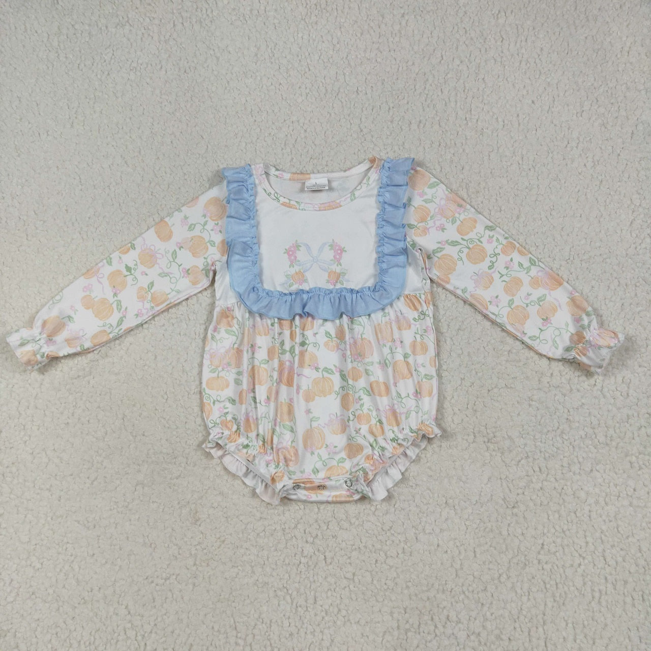 Baby Girl Long Sleeves Bows Pumpkins Flower Sibling Ruffle Fall Romper Dress Clothes RTS