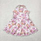 Baby Girl Athletic Pink Orange Flower Yoga Active Wear Skort Dress RTS