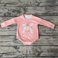 Baby Girl Long Sleeves Fall Pumpkin Bow Bubble Pink Romper