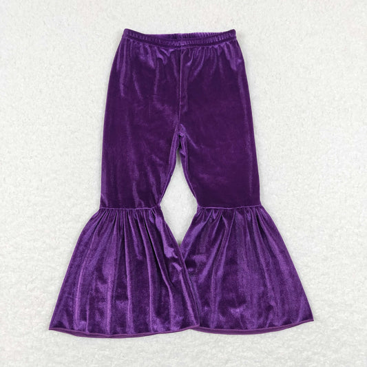 P0385 Baby Girl Purple Velvet Bell Pants