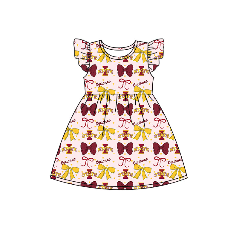 ( Moq 5 each style ) Baby Boy Girl Toddler Team Red Yellow Bows ‌Sibling Dress Set