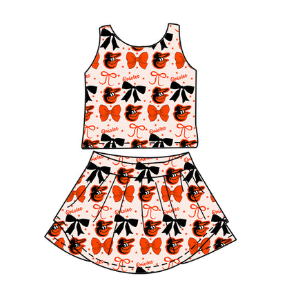 ( Moq 5 each style ) Baby Boy Girl Toddler Team Bows ‌Orange Sibling Dress Set 6.17