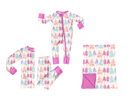 ( Moq 5 ) Sibling Baby Girls Kids Long Sleeves Tree Zipper Romper Set Blanket Clothes