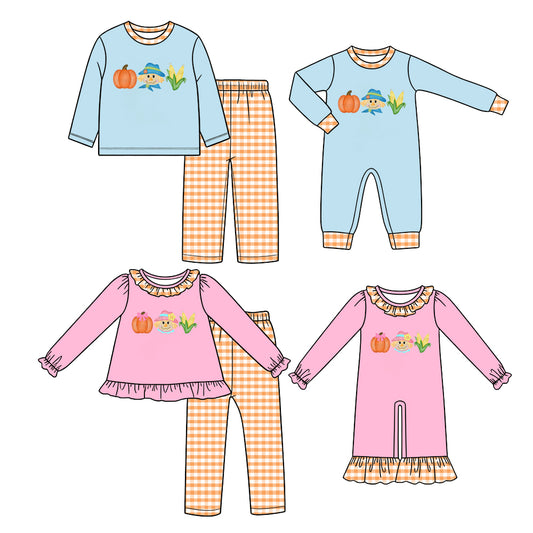 ( Moq 5 Each Style ) Baby Boys Girls Kids Long Sleeves Sibling Fall Rompers Sets Clothes