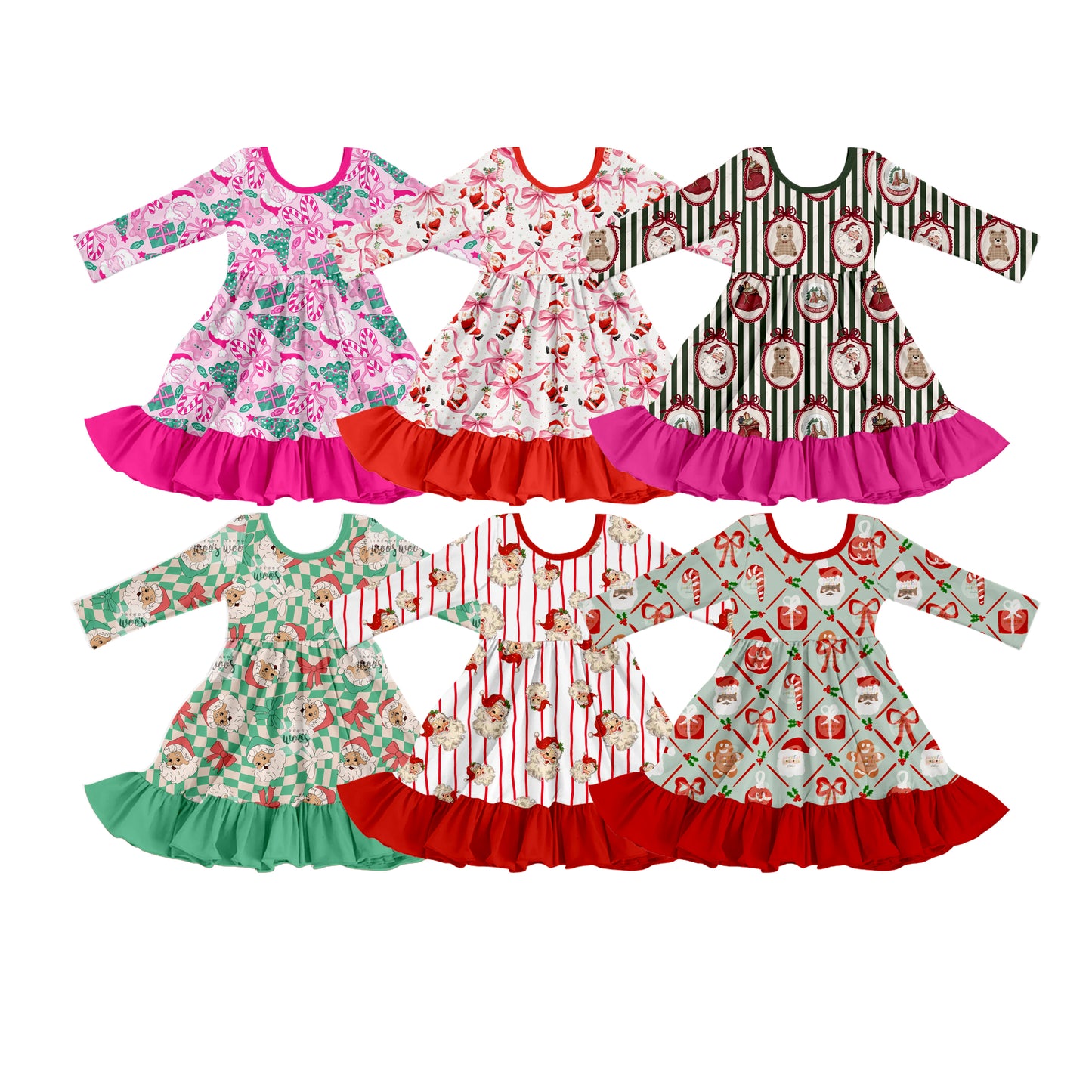 ( Moq 5 Each Style ) Sibling Baby Girls Kids Long Sleeves Christmas Dresses Clothes