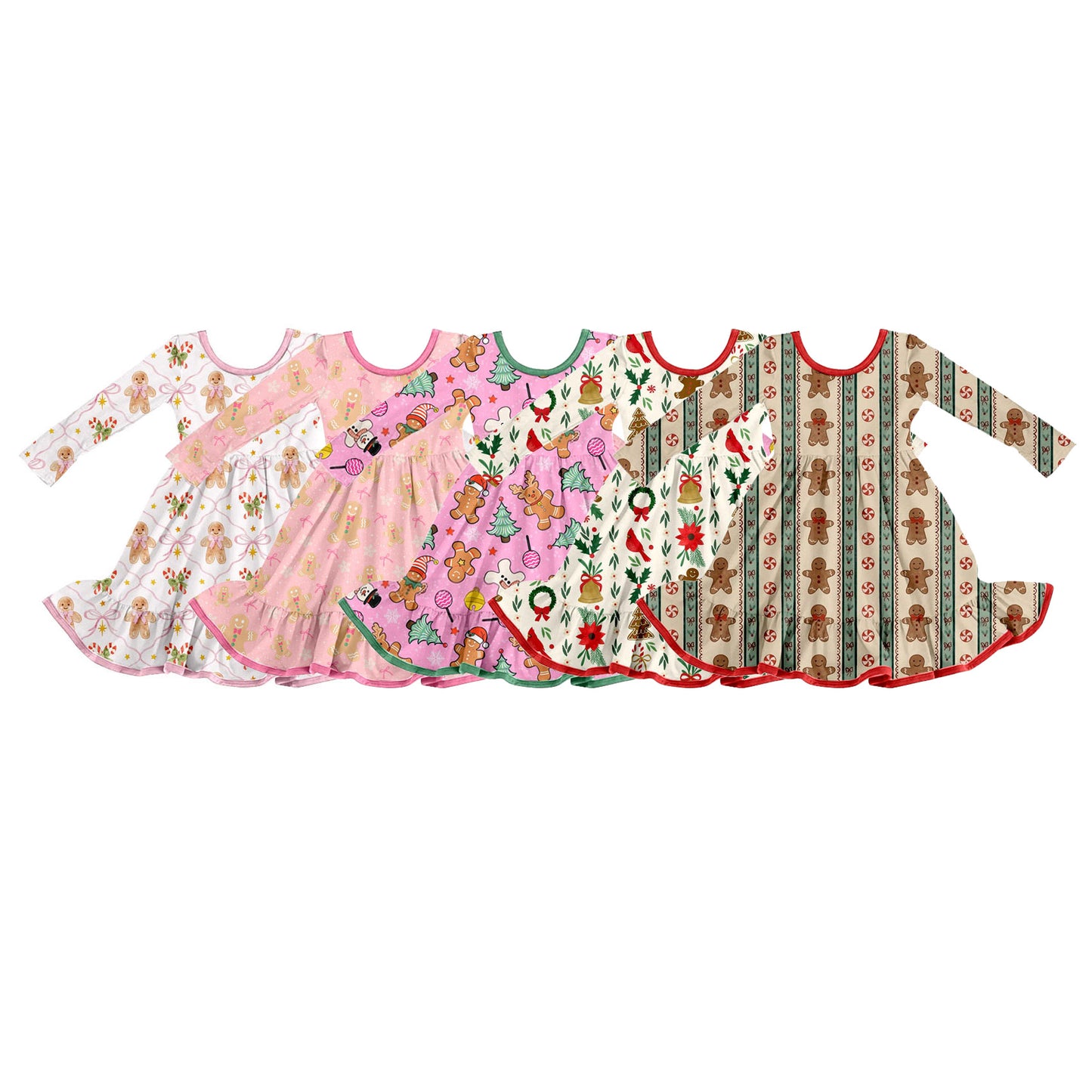 ( Moq 5 Each Style ) Sibling Baby Girls Kids Christmas Bows Gingerbread Dresses Clothes