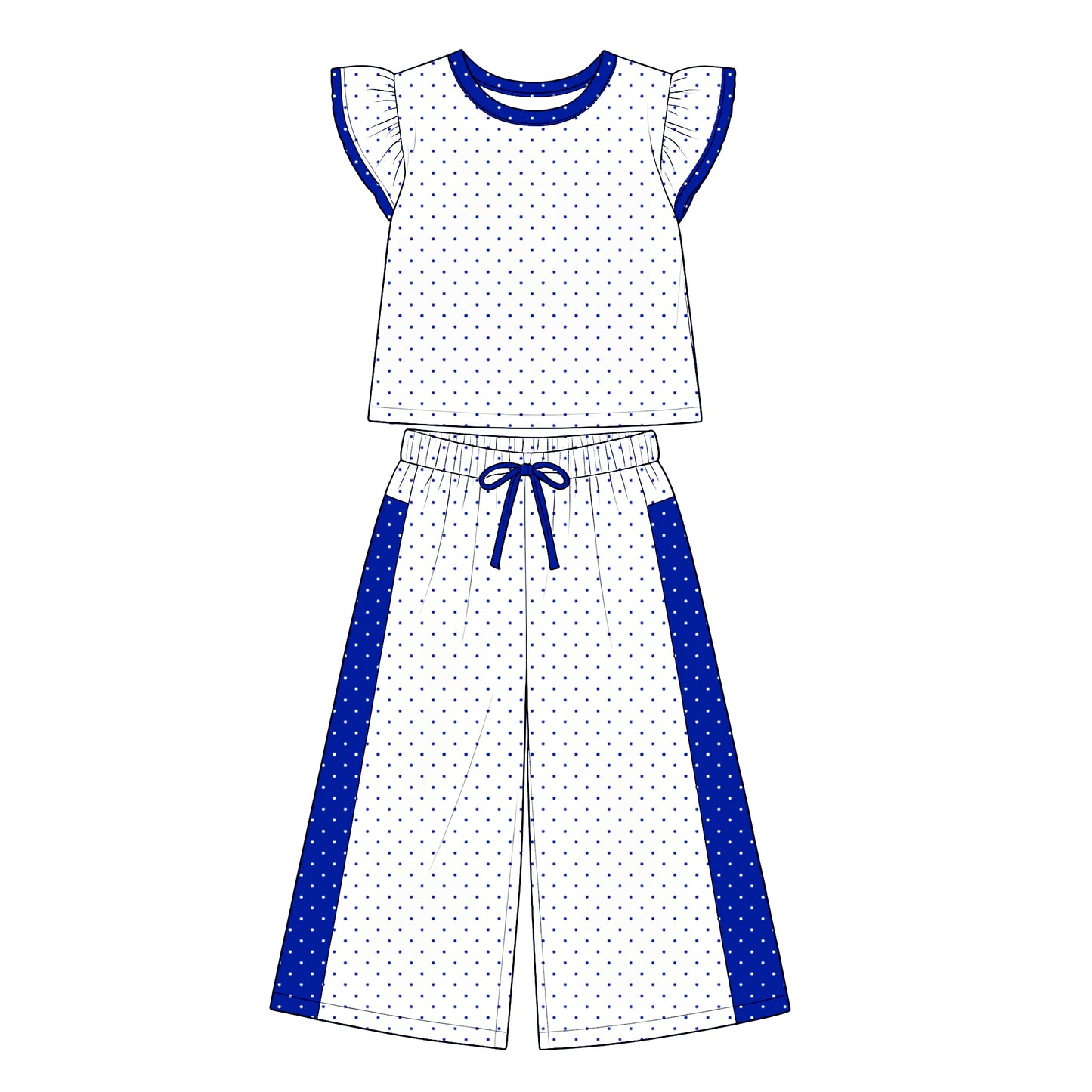 ( Moq 5 ) Baby Girls Kids Short Sleeves Dots Tops Pants White Set Clothes