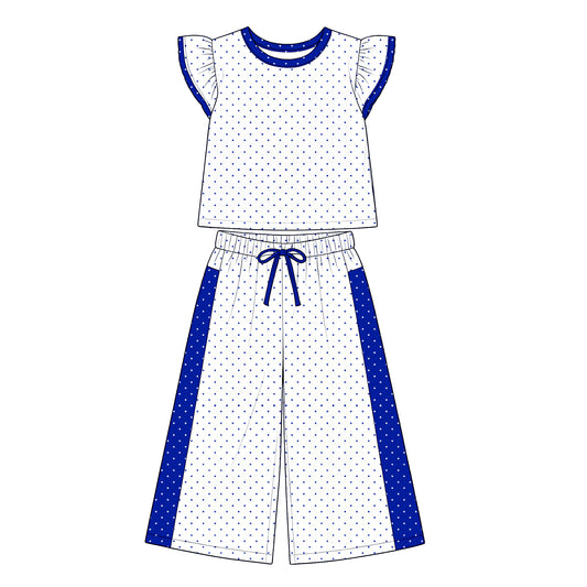 ( Moq 5 ) Baby Girls Kids Short Sleeves Dots Tops Pants White Set Clothes