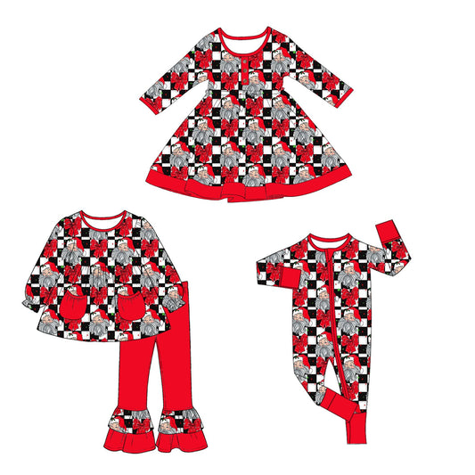 ( Moq 5 Each Style ) Baby Girls Kids Christmas Santa Bows Sibling Romper Dress Set Clothing