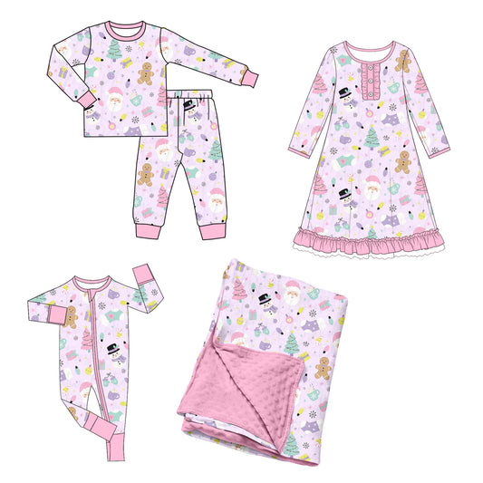 ( Moq 5 Each Style ) Baby Girls Kids Christmas Sibling Romper Nightgown Dress Pajamas Set Blanket Clothing