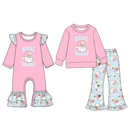 ( Moq 5 Each Style ) Sibling Baby Girls Kids Long Sleeves Christmas Romper Set Clothes