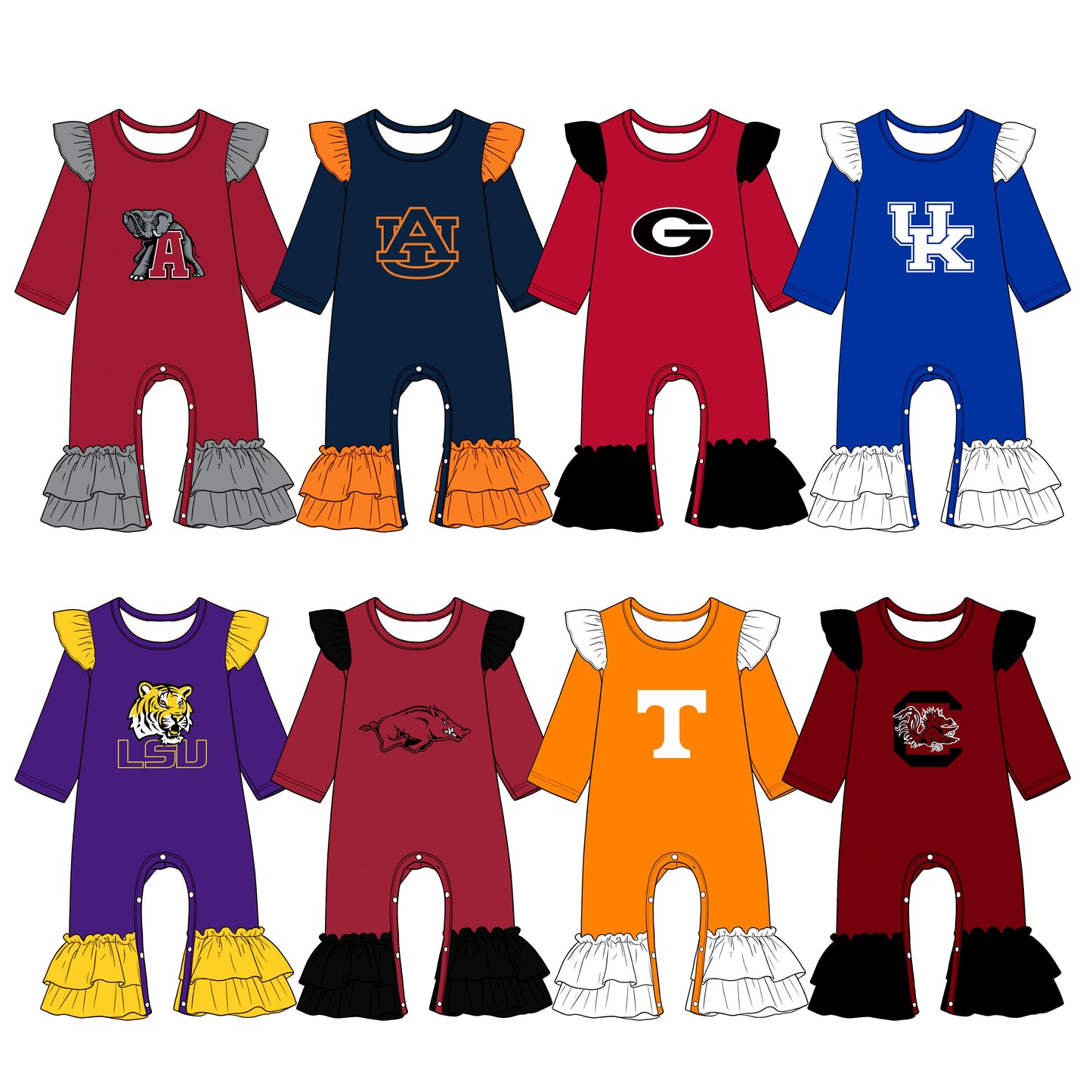( Moq 5 Each Style ) Sibling Baby Girls Infant Long Sleeves Team Rompers Clothes