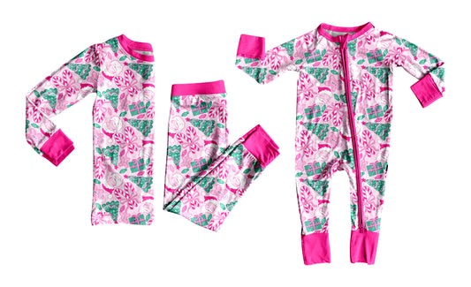 ( Moq 5 each style ) Sibling Baby Girls Kids Long Sleeves Christmas Santa Bows Zipper Romper Set Clothes