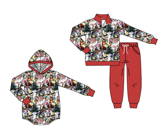 ( Moq 5 Each Style ) Sibling Baby Boys Kids Long Sleeves Christmas Hoodie Romper Set Clothes