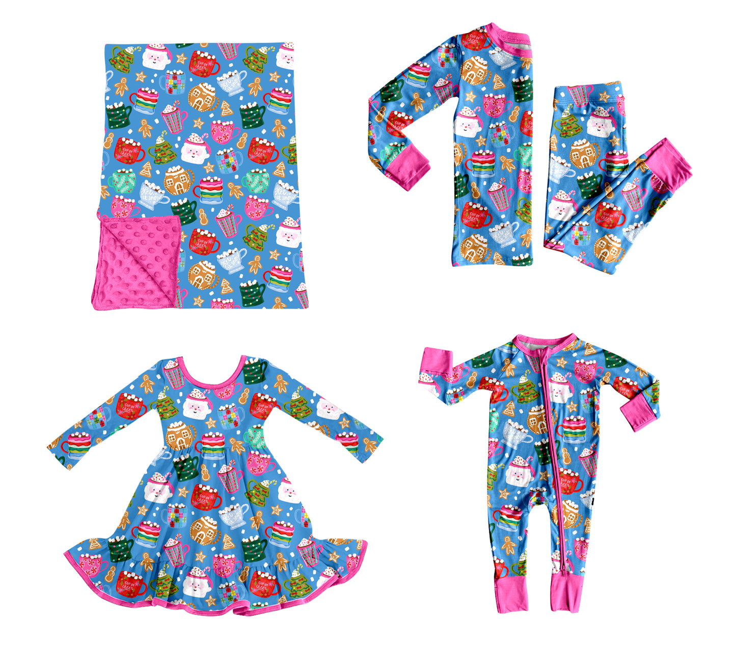 ( Moq 5 Each Style ) Baby Girls Kids Christmas Cups Sibling Romper Dress Set Blanket Clothing