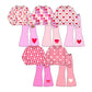 ( Moq 5 Each Style ) Sibling Baby Girls Kids Hearts Bows Shirts Bell Pants Sibling Valentine Sets Clothes