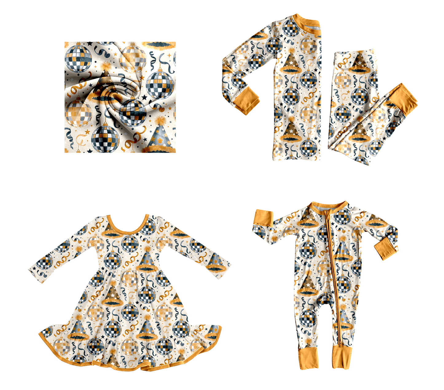 ( Moq 5 Each Style ) Baby Girls Kids Happy New Year Sibling Romper Dress Set Clothing