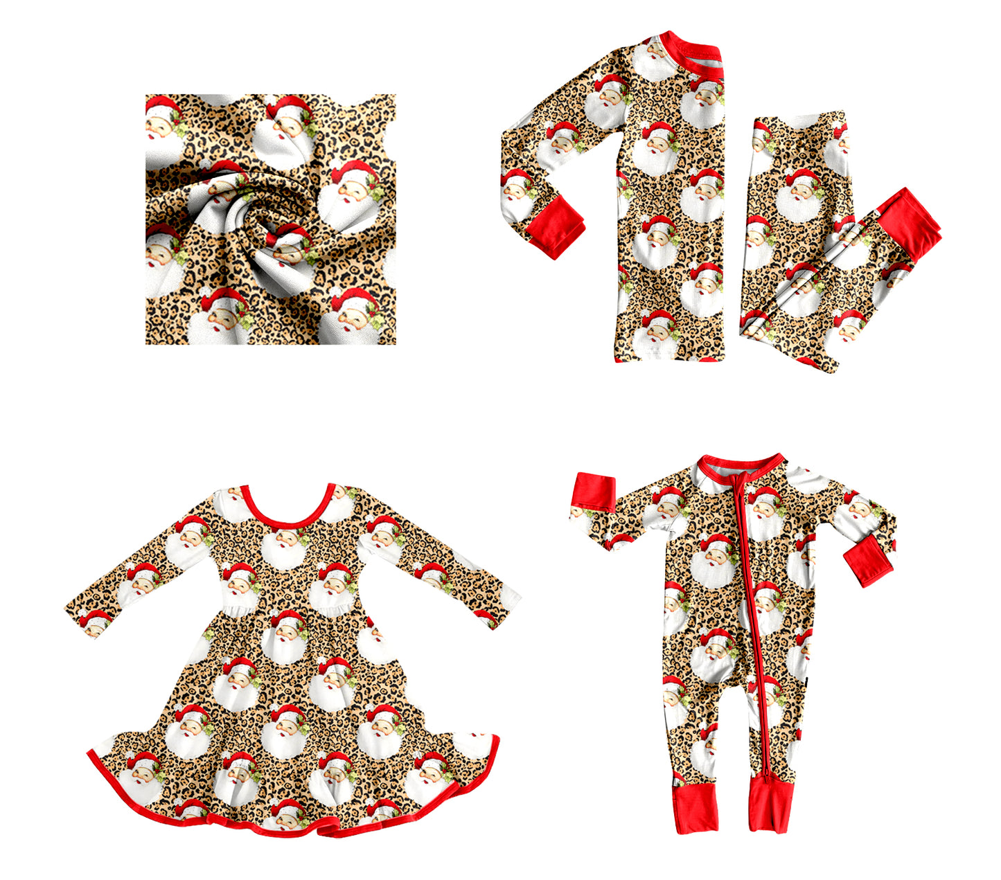 ( Moq 5 Each Style ) Baby Girls Kids Christmas Santa Leopard Sibling Romper Dress Set Clothes
