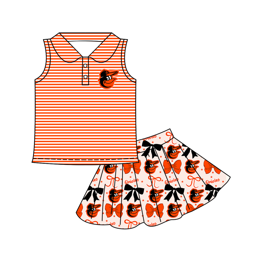 ( Moq 5 each style ) Baby Boy Girl Toddler Team Bows ‌Orange Sibling Dress Set 6.17