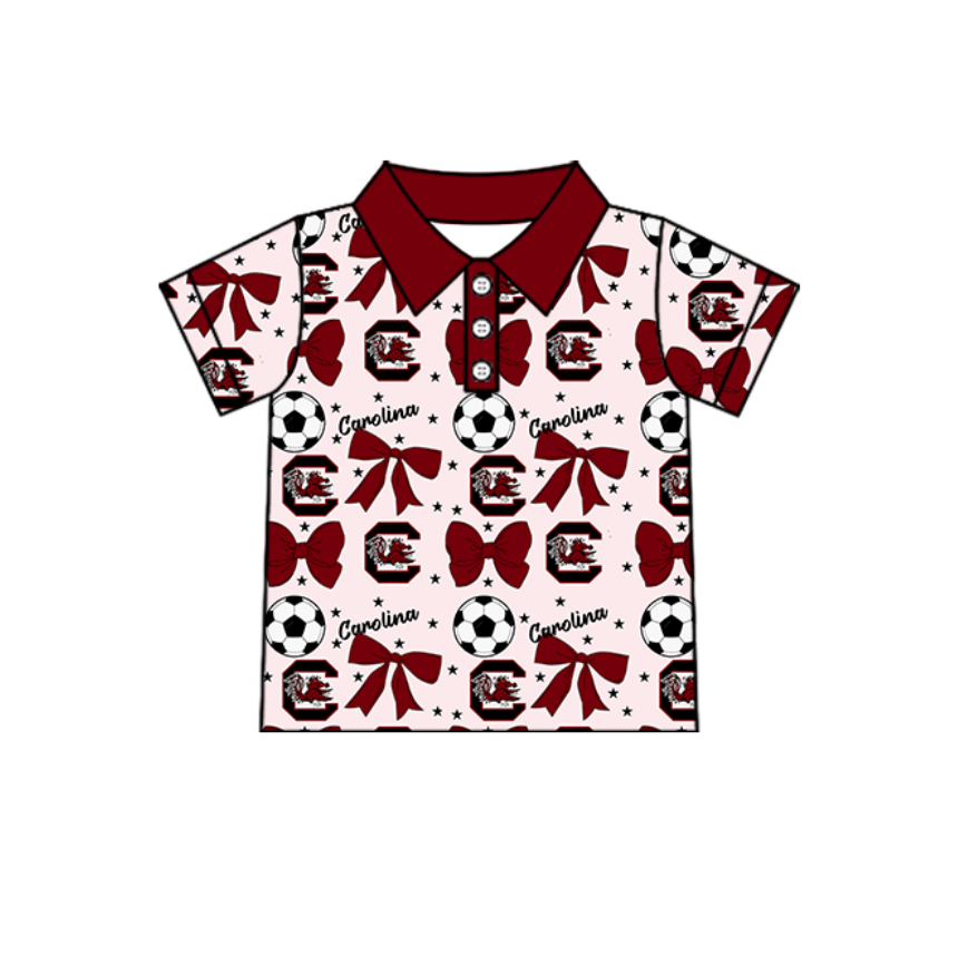 ( Moq 5 each style ) Baby Girl Toddler Team Red Bows Soccer‌ Sibling Shirt Dress Set