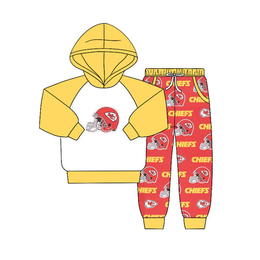 Kids Baby Boy KC Yellow Hoodie Shirt Pants Team Fall Clothes Set