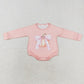 Baby Girl Long Sleeves Fall Pumpkin Bow Bubble Pink Romper