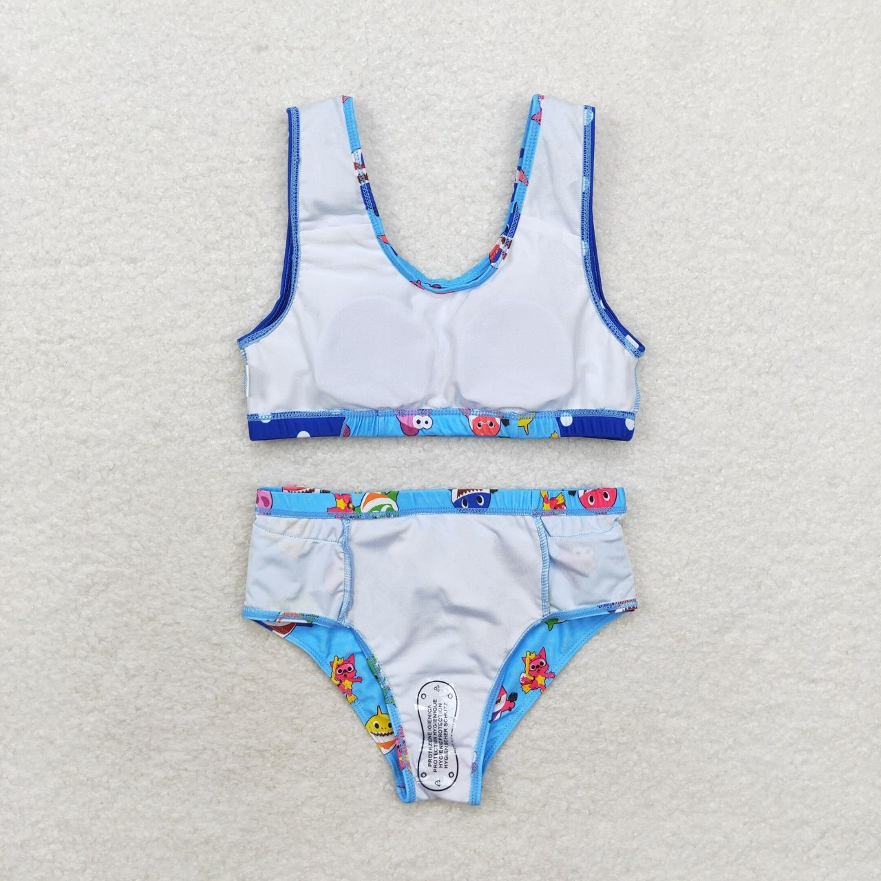 Kids Girl Summer Sharks Blue Tops Bummie Shorts Swimsuit